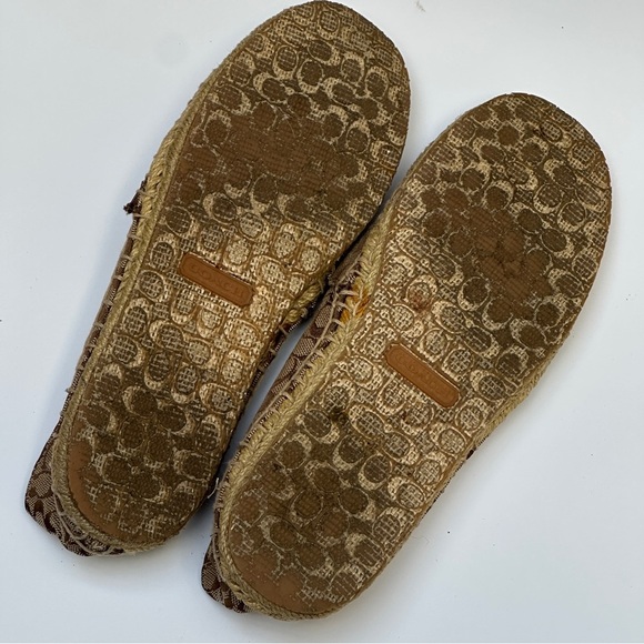 Coach Signature C Logo Brown Canvas Espadrille Flats Size 8.5B - Picture 11 of 12